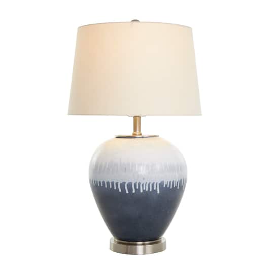 2ft. Blue Glass Colorblock Abstract Drip Accent Lamp